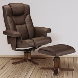 Julian Bowen Malmo Brown Swivel Recliner Chair with Footstool