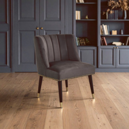 Premier Housewares Doucet Grey Velvet Dining Chair with Black Legs - thumbnail 4