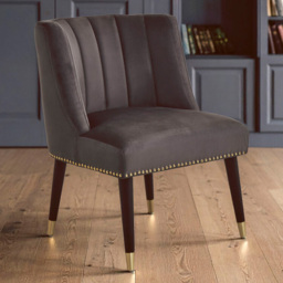 Premier Housewares Doucet Grey Velvet Dining Chair with Black Legs