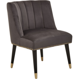 Premier Housewares Doucet Grey Velvet Dining Chair with Black Legs - thumbnail 2
