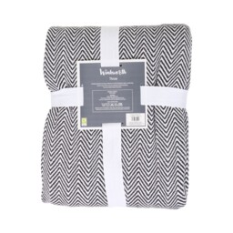 Winkworth Herringbone Pattern Throw Black - thumbnail 2