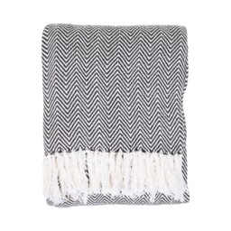 Winkworth Herringbone Pattern Throw Black - thumbnail 3