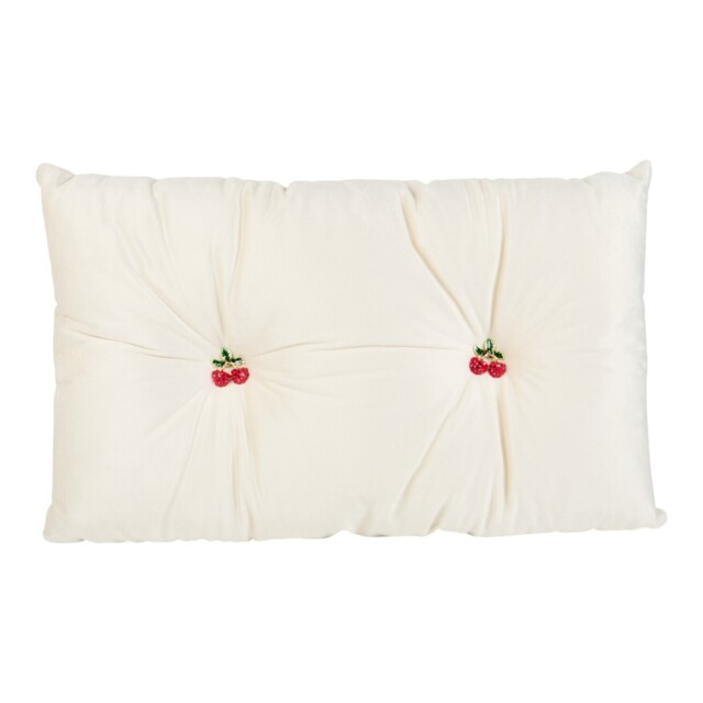 Cherries Embellished Cushion Off White - image 1