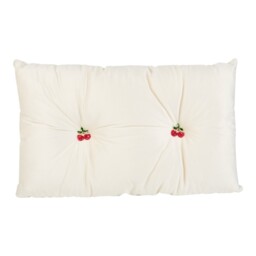 Cherries Embellished Cushion Off White