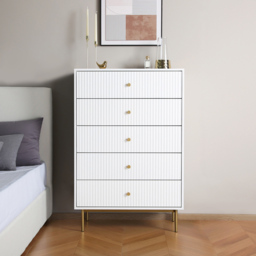 Home Garden Direct Devon 5 Drawer White Chest of Drawers - thumbnail 3