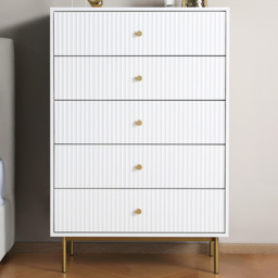 Home Garden Direct Devon 5 Drawer White Chest of Drawers - thumbnail 1