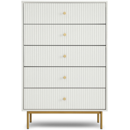 Home Garden Direct Devon 5 Drawer White Chest of Drawers - thumbnail 2