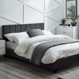 Julian Bowen Rosa King Size Grey Velvet Bed in a Box - thumbnail 1