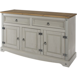 Corona 3 Door 2 Drawer Grey Washed Wax Finish Medium Sideboard - thumbnail 3