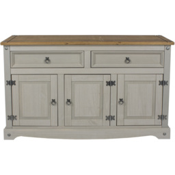 Corona 3 Door 2 Drawer Grey Washed Wax Finish Medium Sideboard - thumbnail 2
