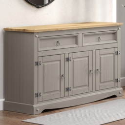 Corona 3 Door 2 Drawer Grey Washed Wax Finish Medium Sideboard