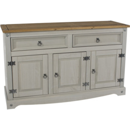 Corona 3 Door 2 Drawer Grey Washed Wax Finish Medium Sideboard - thumbnail 4
