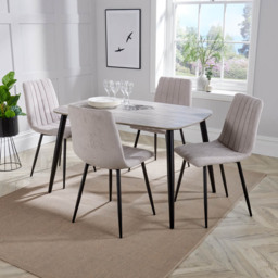 Core Products Aspen Grey Oak and Natural 4 Seater Rectangle Dining Set - thumbnail 4