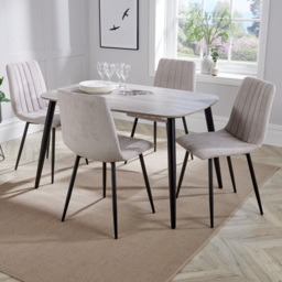 Core Products Aspen Grey Oak and Natural 4 Seater Rectangle Dining Set
