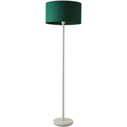 ValueLights Charlie White Floor Lamp with Green Drum Shade and Bulb