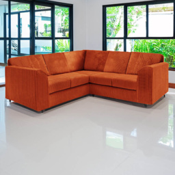 Luxor 5 Seater Orange Jumbo Cord L Shaped Corner Sofa with Full Back