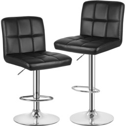 Rattrix Leather Black Height Adjustable Swivel Bar Stool Set of 2 - thumbnail 2