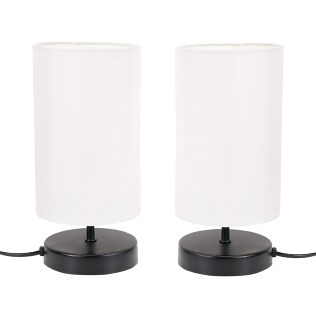 ValueLights Francis 2 Pack Black Touch Table Lamp with White Shade and Bulb - image 1