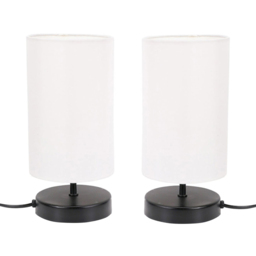 ValueLights Francis 2 Pack Black Touch Table Lamp with White Shade and Bulb - thumbnail 1