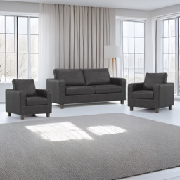 York Black Faux Leather 5 Seater Sofa Suite