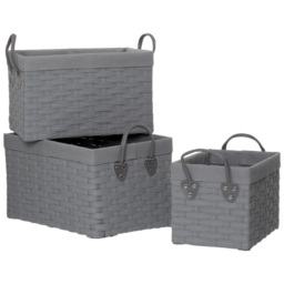 Premier Housewares Lida Grey Rectangular Storage Basket 3 Pack