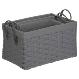Premier Housewares Lida Grey Rectangular Storage Basket 3 Pack - thumbnail 3