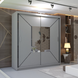 M N Furniture Nicle 2 Door Grey Mirrored Sliding Wardrobe 120cm - thumbnail 3