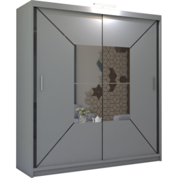 M N Furniture Nicle 2 Door Grey Mirrored Sliding Wardrobe 120cm - thumbnail 2