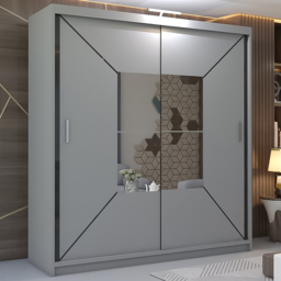 M N Furniture Nicle 2 Door Grey Mirrored Sliding Wardrobe 120cm - thumbnail 1