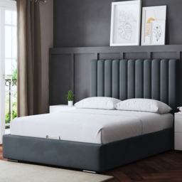 DS Living Evangeline Small Double Steel Upholstered Ottoman Bed with Headboard