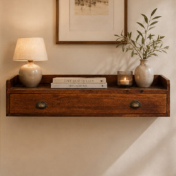 Artisan Furniture Belmont Brown Single Drawer Single Shelf Solid Wood Wall-Mounted Console Table