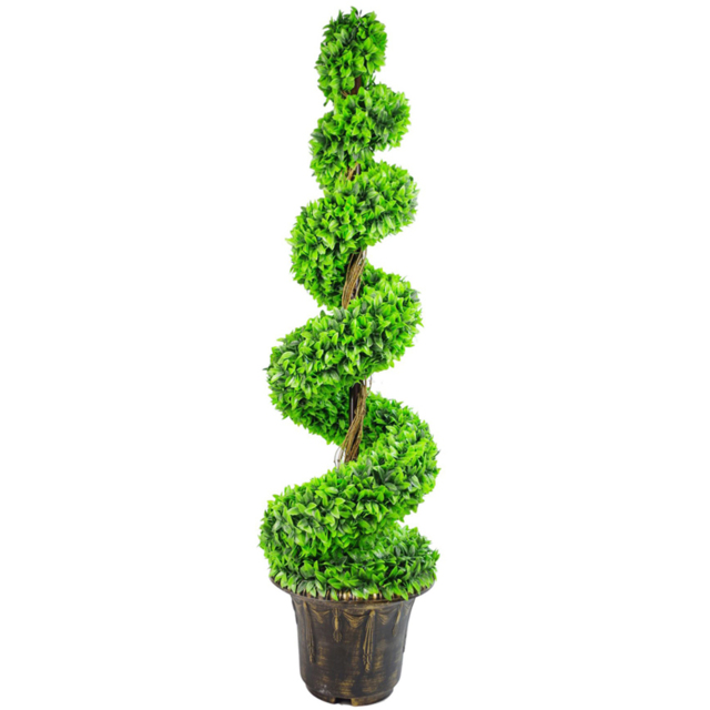 Leaf Spiral Green Large Leaf Artificial Tree in Decorative Planter 120cm - image 1
