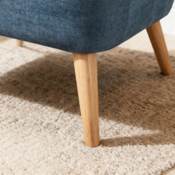 Home Source Arta Dark Blue Plush Accent Armchair with Wooden Legs - thumbnail 3