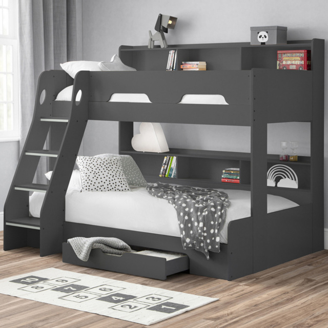 Julian Bowen Orion Triple Sleeper Anthracite Single Drawer Bunk Bed - image 1