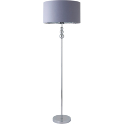 ValueLights Marissa Reni Grey Shade and Chrome Ball LED Floor Lamp