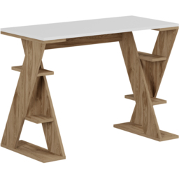 Decortie Papillon White and Whiskey Oak 6 Shelf Desk - thumbnail 2