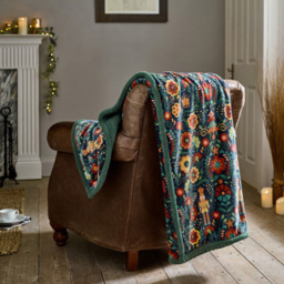 Deyongs Folkloric Nutcracker Navy Christmas Throw 130 x 170cm - thumbnail 2