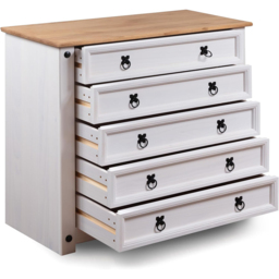 Mews Corona White and Oak 5 Drawer Chest of Drawers - thumbnail 3