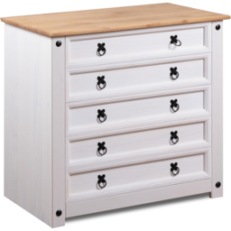Mews Corona White and Oak 5 Drawer Chest of Drawers - thumbnail 4