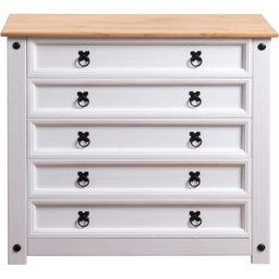 Mews Corona White and Oak 5 Drawer Chest of Drawers - thumbnail 2