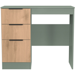 Crowndale Java Slatt Effect and Reed Green 3 Drawer Vanity Desk - thumbnail 2
