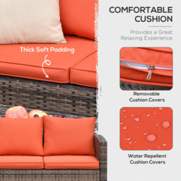 Outsunny 7 Seater Orange Rattan Patio Sofa Lounge Set - thumbnail 4