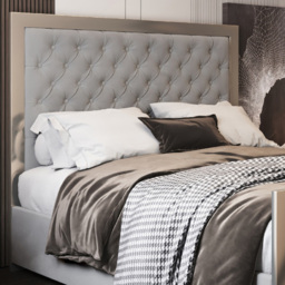 Maddison Grey Single Velvet Upholstered Metal Bed Frame with Padded Headboard - thumbnail 3