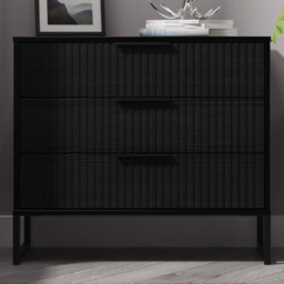 Crowndale Fluted 3 Drawer Black Ash Chest of Drawers Ready Assembled - thumbnail 1