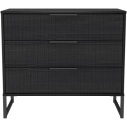 Crowndale Fluted 3 Drawer Black Ash Chest of Drawers Ready Assembled - thumbnail 2