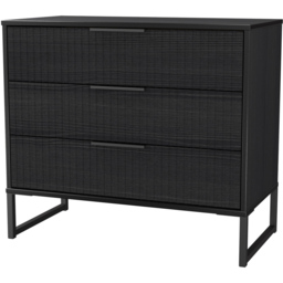 Crowndale Fluted 3 Drawer Black Ash Chest of Drawers Ready Assembled - thumbnail 4