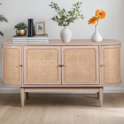 Brooklyn 4 Door Cane and Mango Wood Sideboard