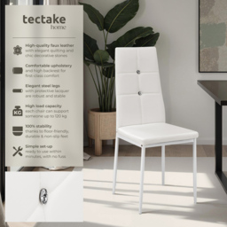 tectake Rhinestone Highlight White Dining Chair Set of 4 - thumbnail 4