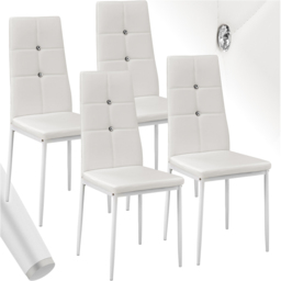 tectake Rhinestone Highlight White Dining Chair Set of 4 - thumbnail 2