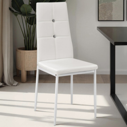 tectake Rhinestone Highlight White Dining Chair Set of 4